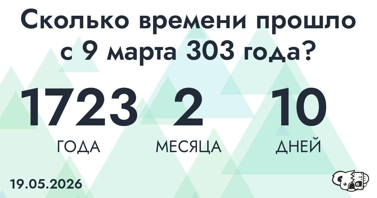 Сколько времени прошло с 9 марта 303 года