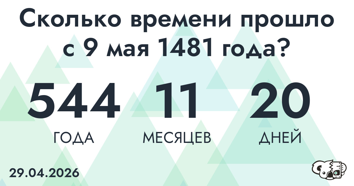 Сколько времени прошло с 9 мая 1481 года