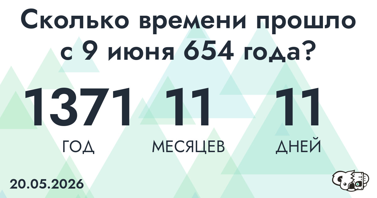 Сколько времени прошло с 9 июня 654 года