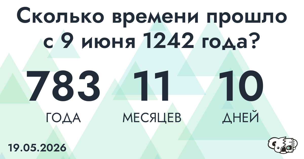 Сколько времени прошло с 9 июня 1242 года