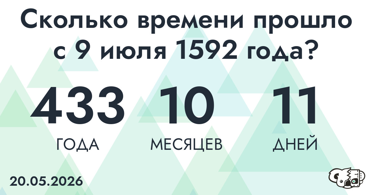 Сколько времени прошло с 9 июля 1592 года