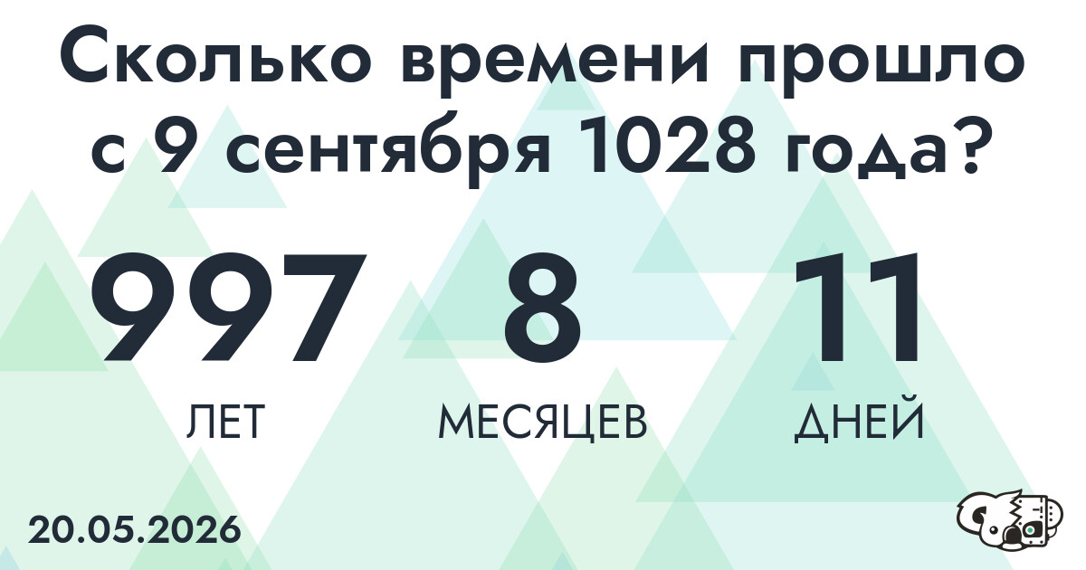 Сколько времени прошло с 9 сентября 1028 года