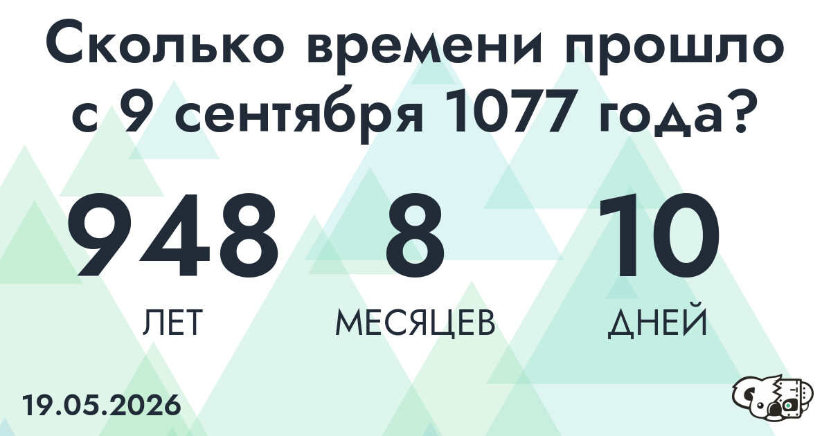 Сколько времени прошло с 9 сентября 1077 года