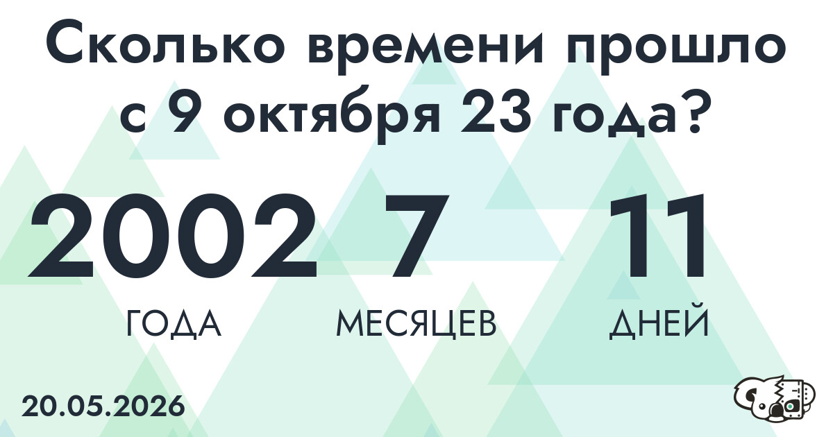 Сколько времени прошло с 9 октября 23 года