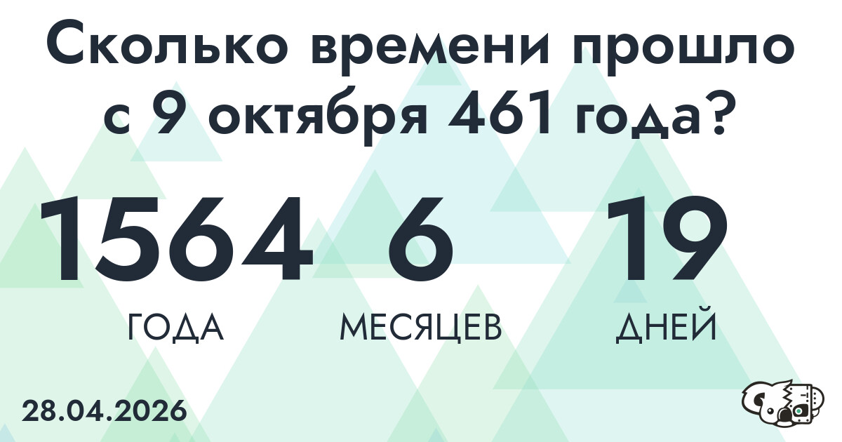Сколько времени прошло с 9 октября 461 года