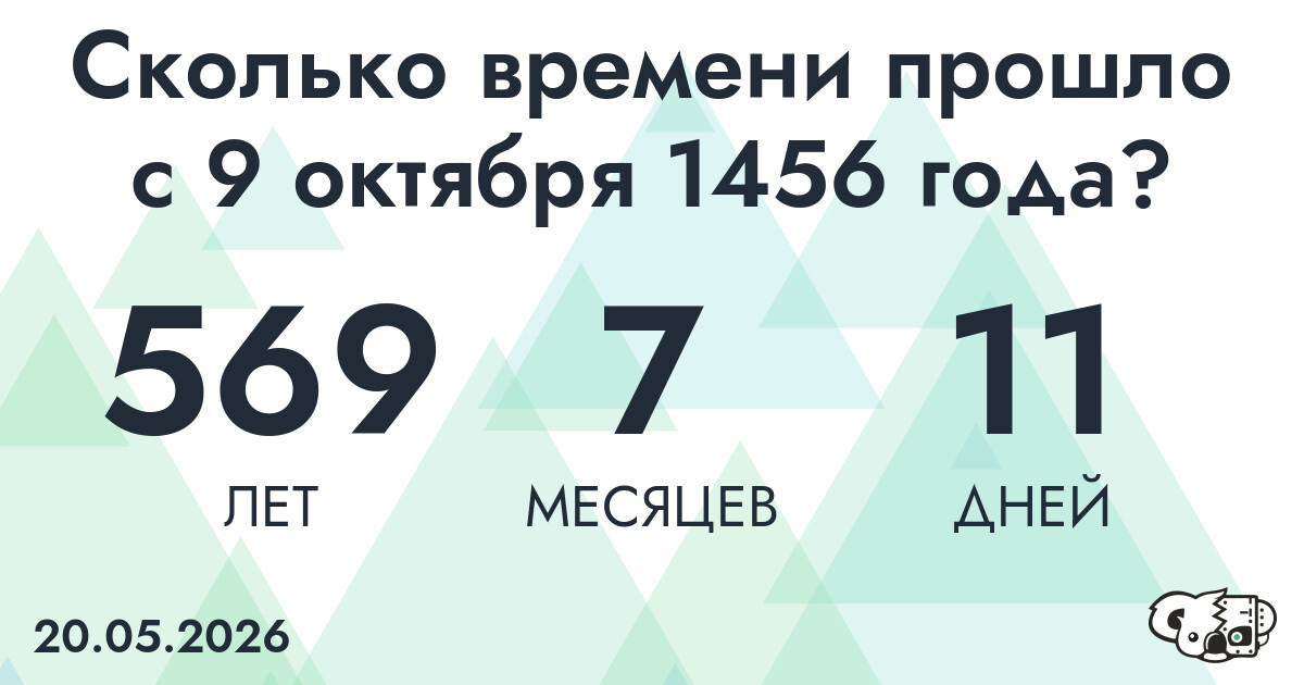 Сколько времени прошло с 9 октября 1456 года