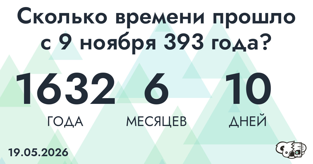 Сколько времени прошло с 9 ноября 393 года