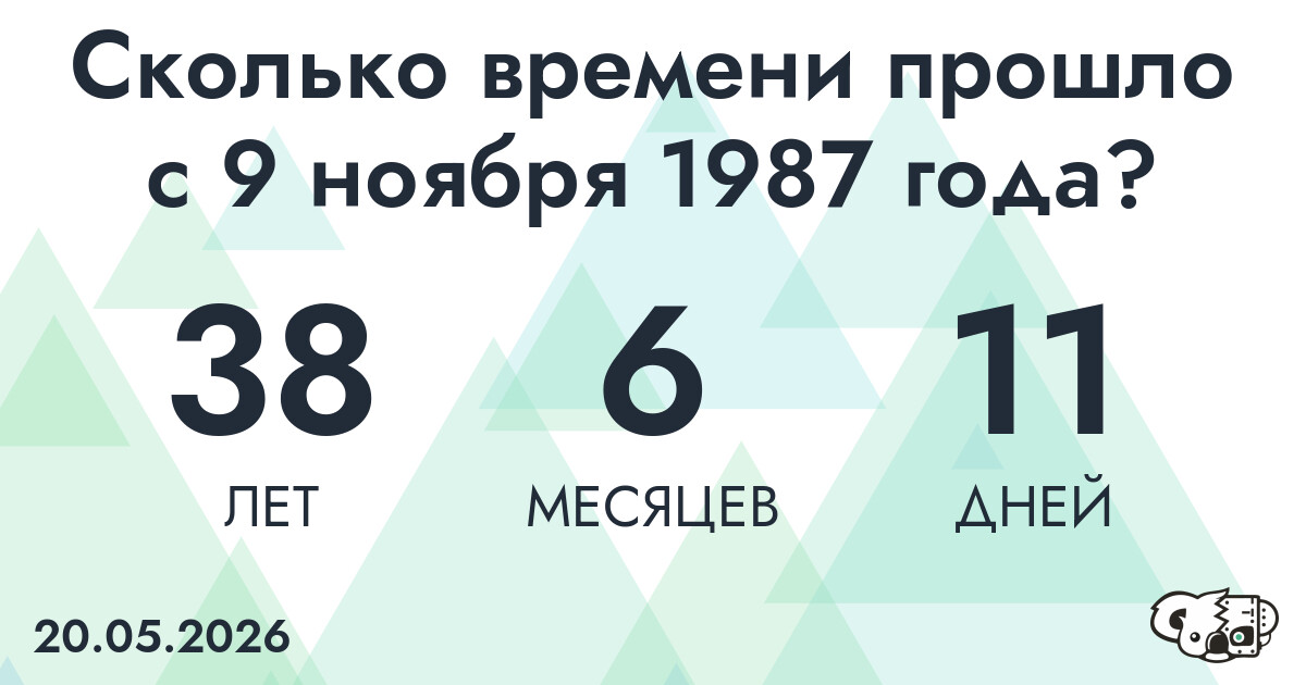 Сколько времени прошло с 9 ноября 1987 года