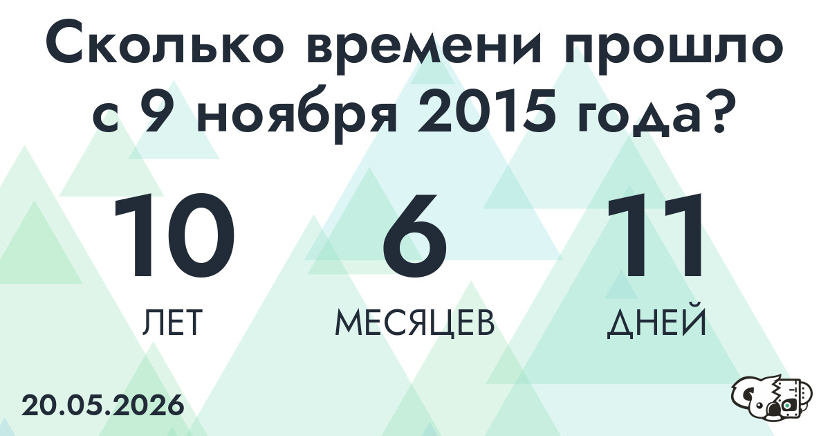 Сколько времени прошло с 9 ноября 2015 года