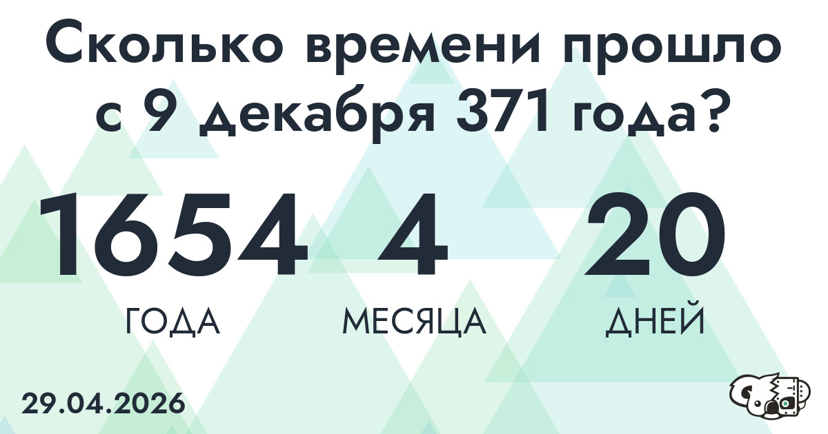 Сколько времени прошло с 9 декабря 371 года
