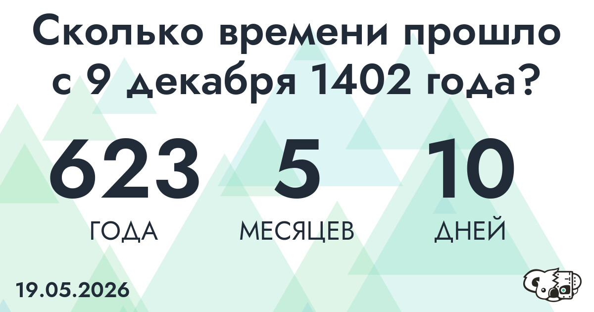 Сколько времени прошло с 9 декабря 1402 года