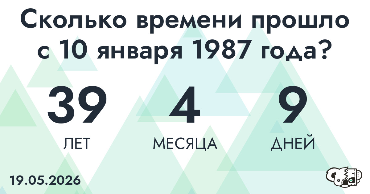 Сколько времени прошло с 10 января 1987 года