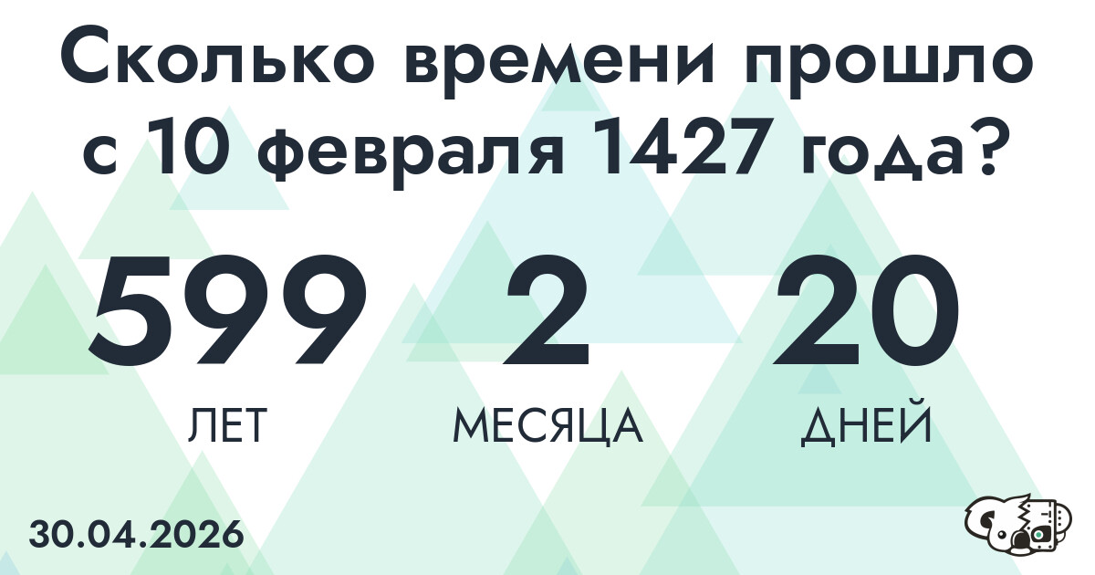 Сколько времени прошло с 10 февраля 1427 года