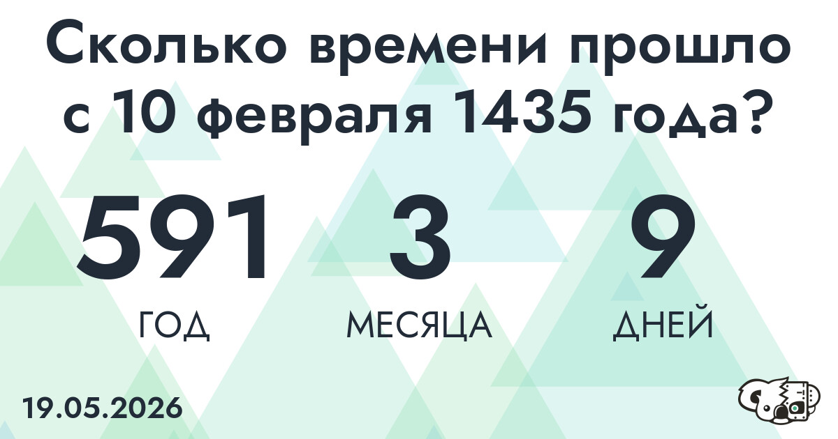 Сколько времени прошло с 10 февраля 1435 года