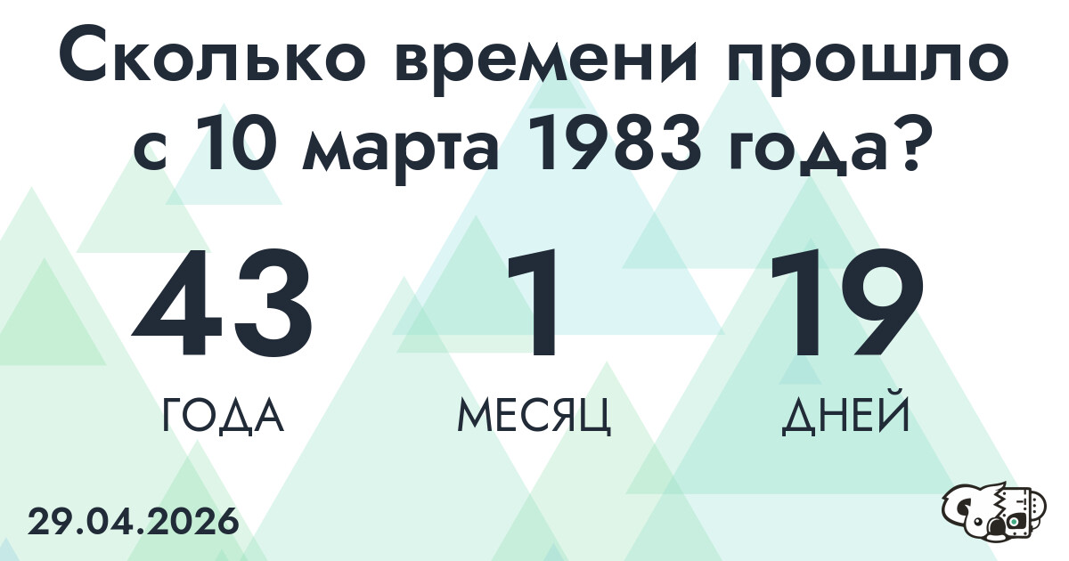 Сколько времени прошло с 10 марта 1983 года