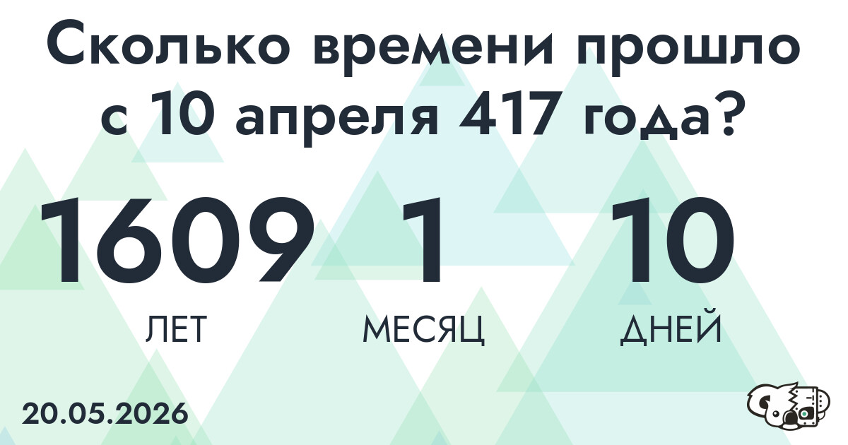 Сколько времени прошло с 10 апреля 417 года