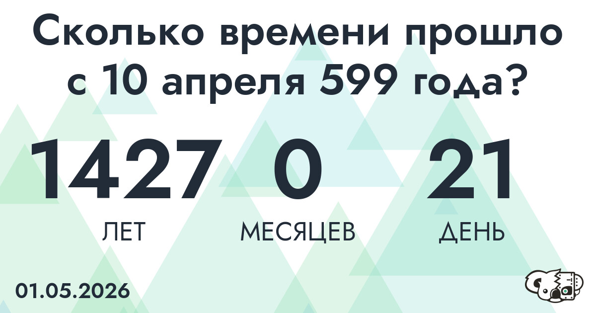 Сколько времени прошло с 10 апреля 599 года