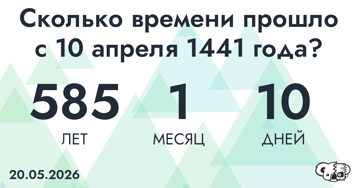 Сколько времени прошло с 10 апреля 1441 года