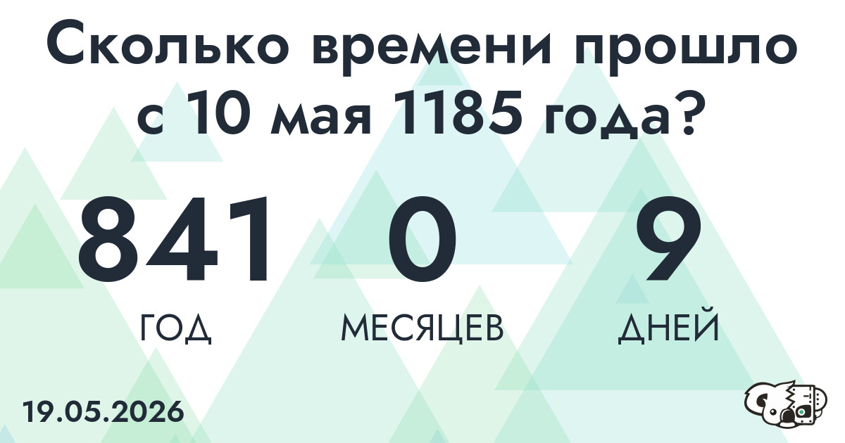 Сколько времени прошло с 10 мая 1185 года
