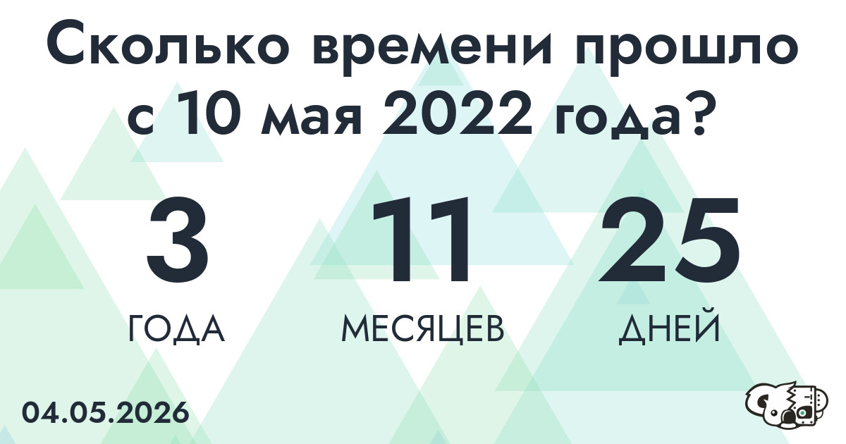 Сколько времени прошло с 10 мая 2022 года