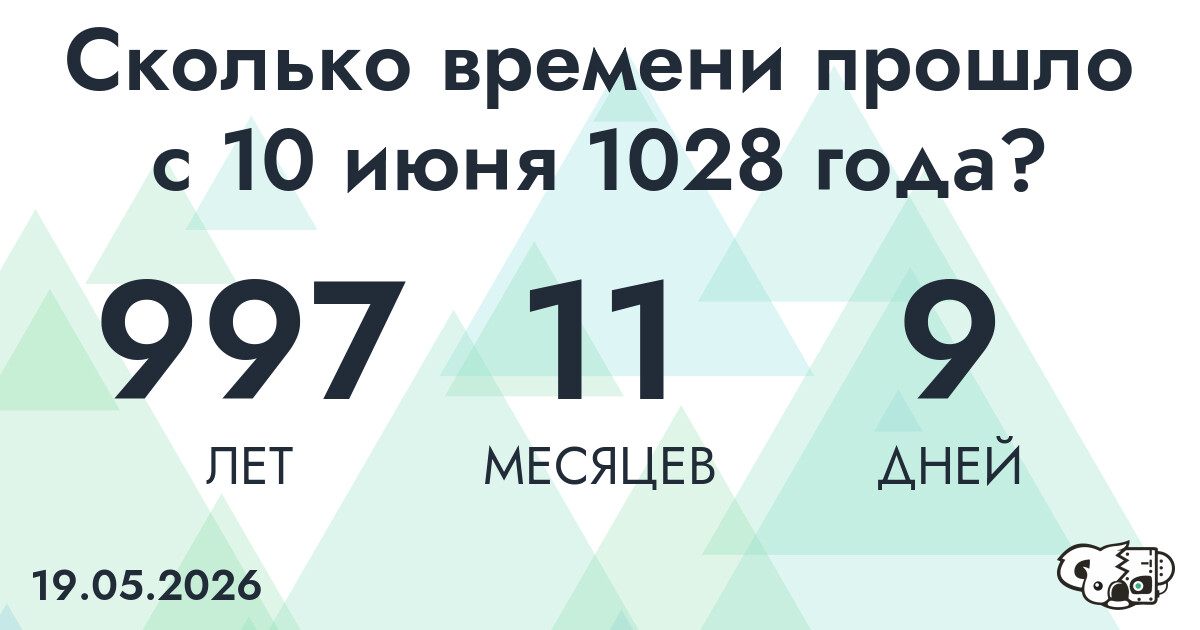 Сколько времени прошло с 10 июня 1028 года