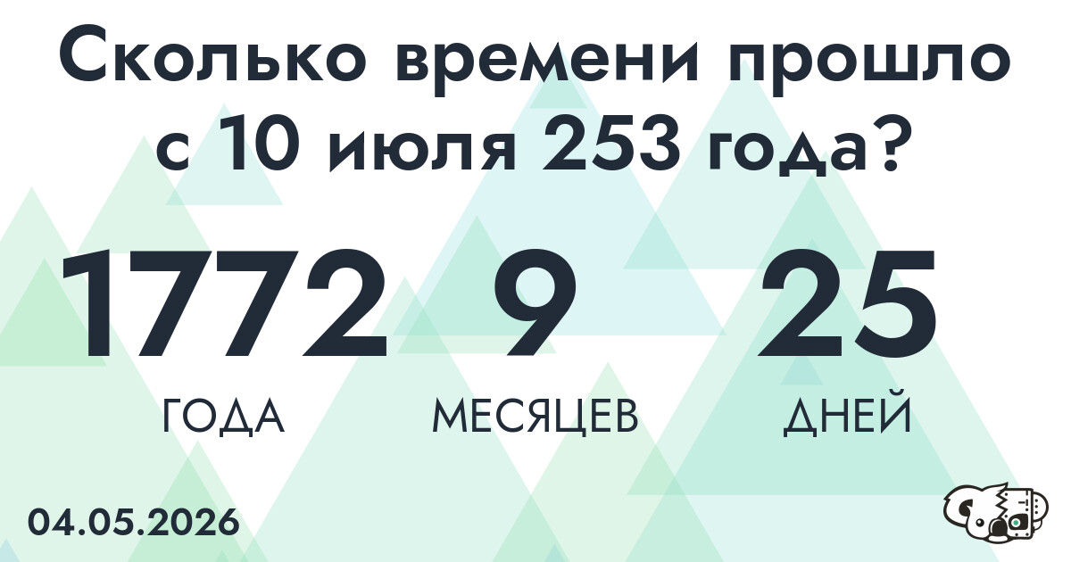 Сколько времени прошло с 10 июля 253 года