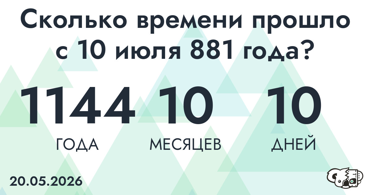 Сколько времени прошло с 10 июля 881 года
