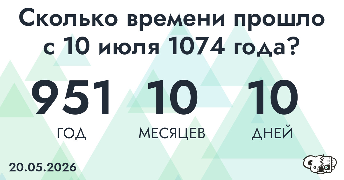 Сколько времени прошло с 10 июля 1074 года