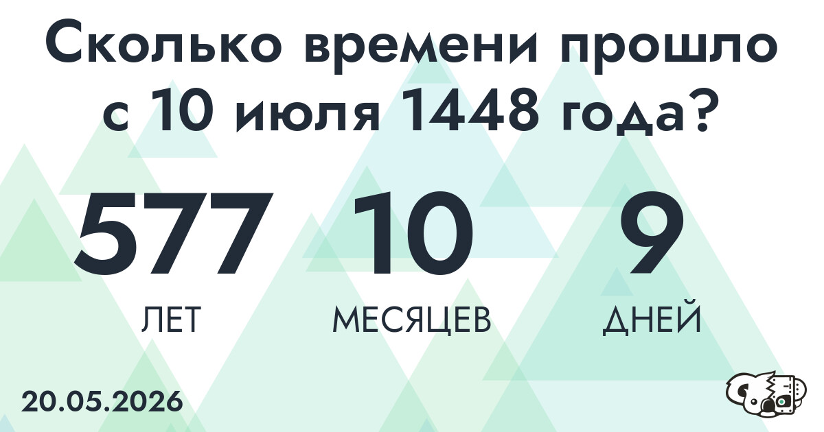 Сколько времени прошло с 10 июля 1448 года