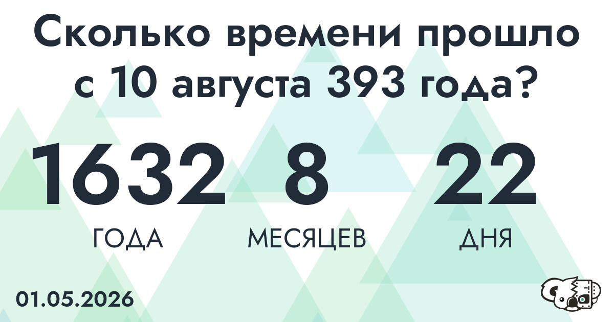 Сколько времени прошло с 10 августа 393 года