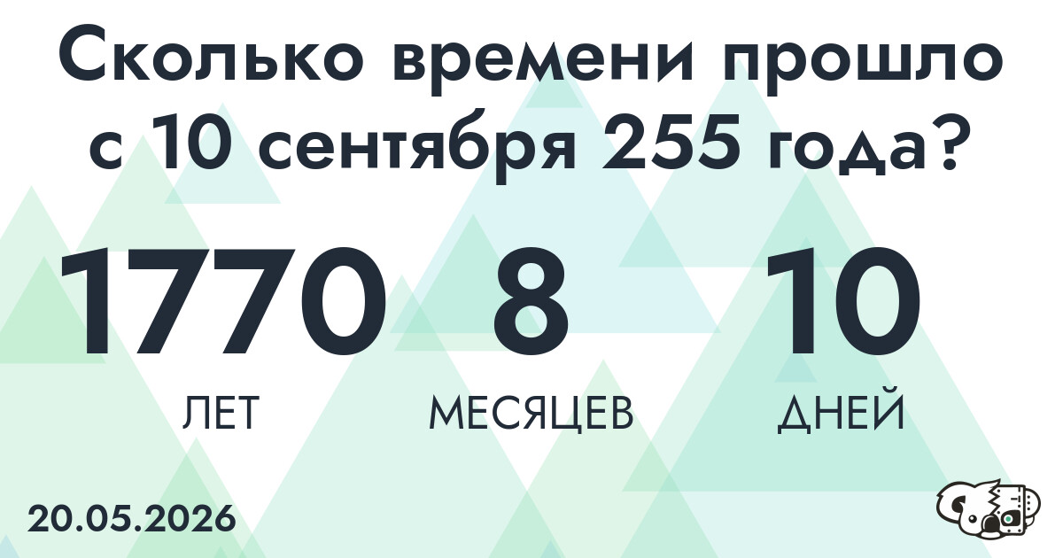Сколько времени прошло с 10 сентября 255 года