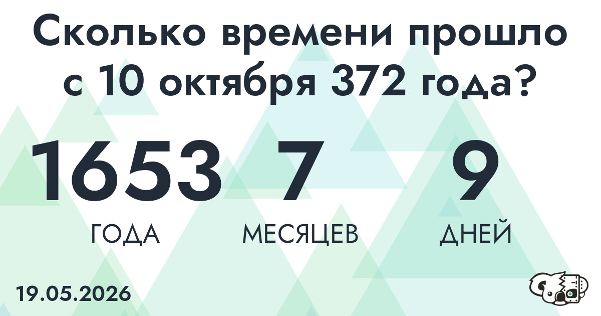 Сколько времени прошло с 10 октября 372 года