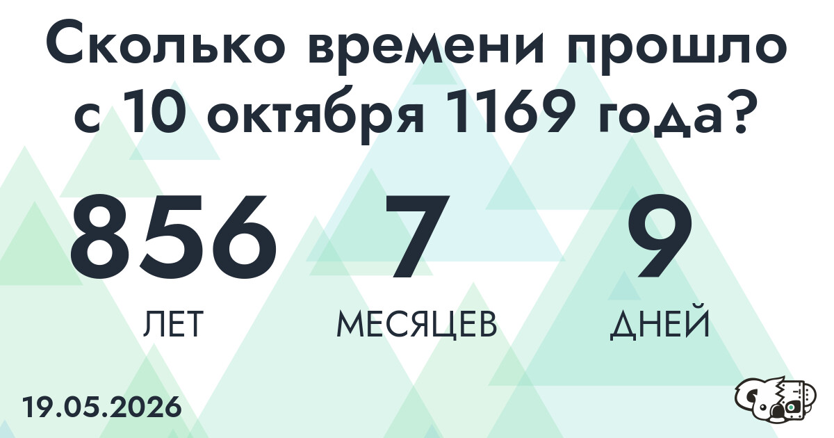 Сколько времени прошло с 10 октября 1169 года