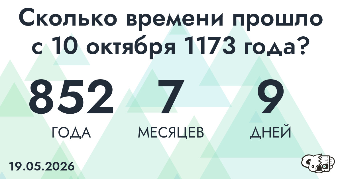 Сколько времени прошло с 10 октября 1173 года