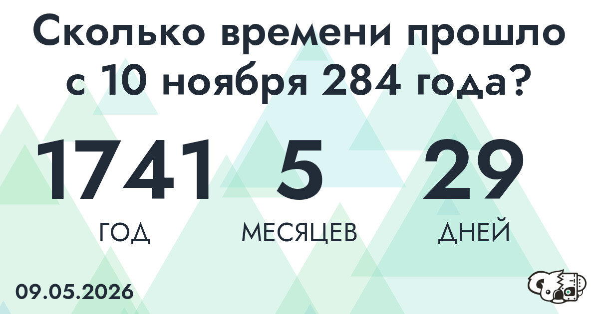 Сколько времени прошло с 10 ноября 284 года