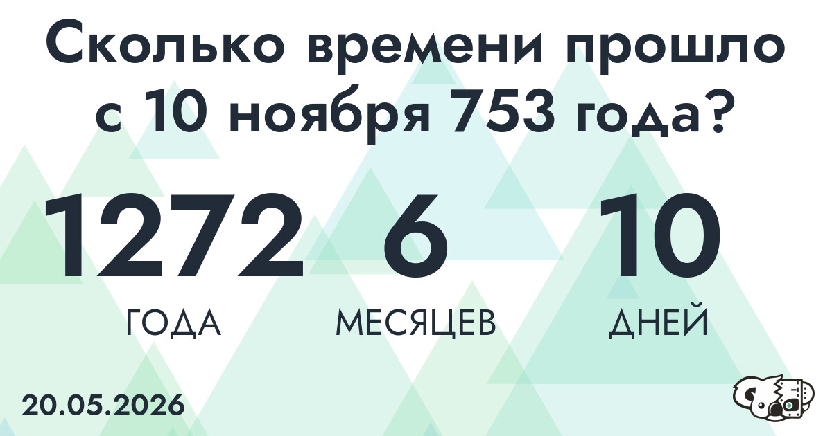 Сколько времени прошло с 10 ноября 753 года