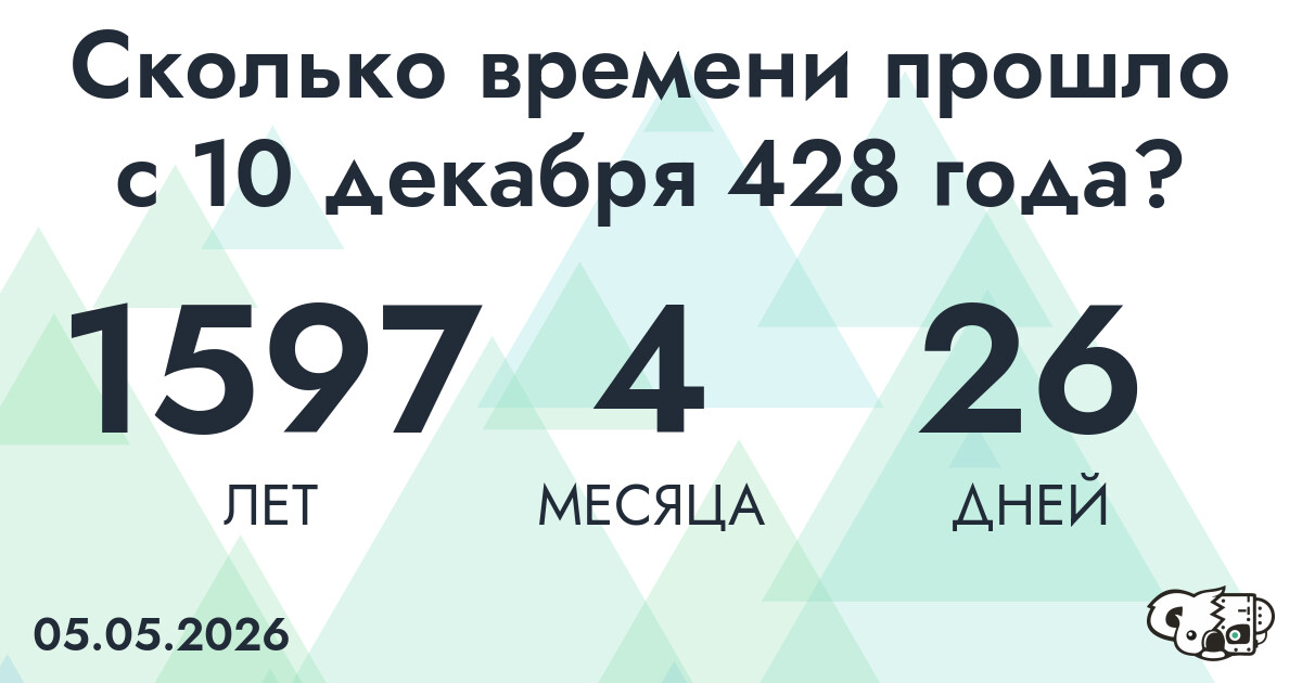 Сколько времени прошло с 10 декабря 428 года