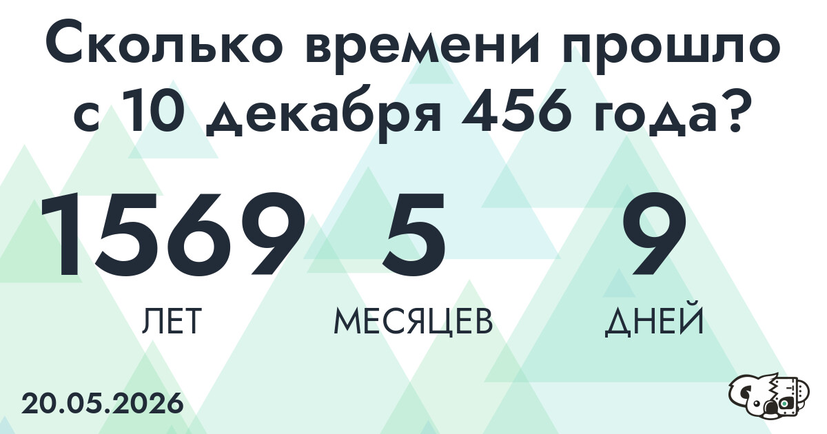 Сколько времени прошло с 10 декабря 456 года