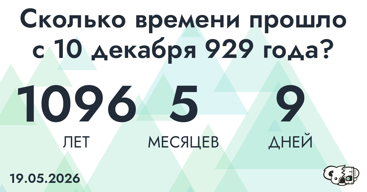 Сколько времени прошло с 10 декабря 929 года