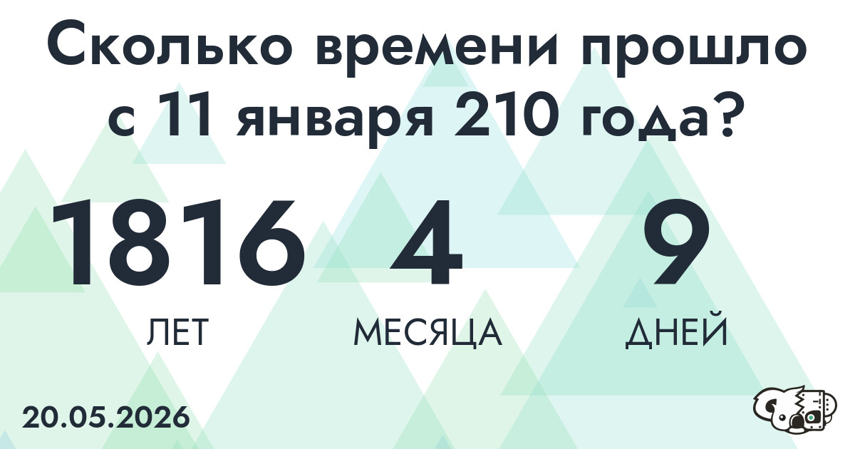 Сколько времени прошло с 11 января 210 года