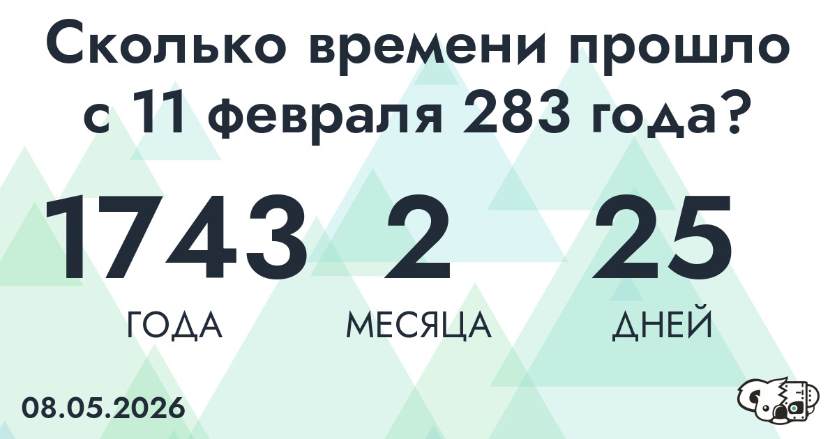Сколько времени прошло с 11 февраля 283 года