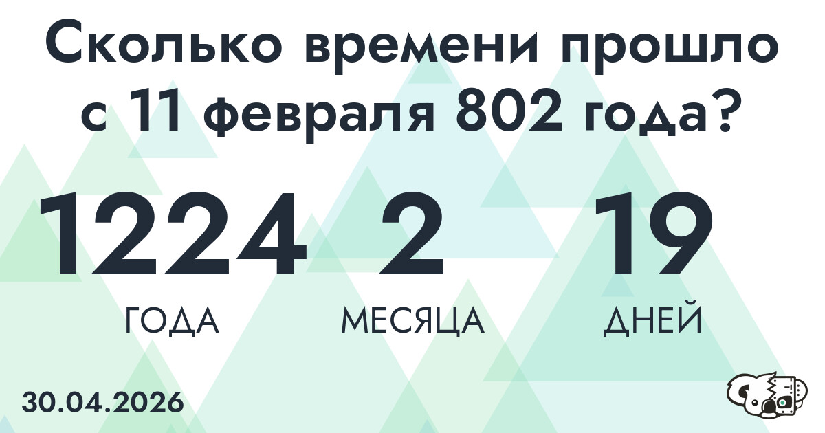 Сколько времени прошло с 11 февраля 802 года