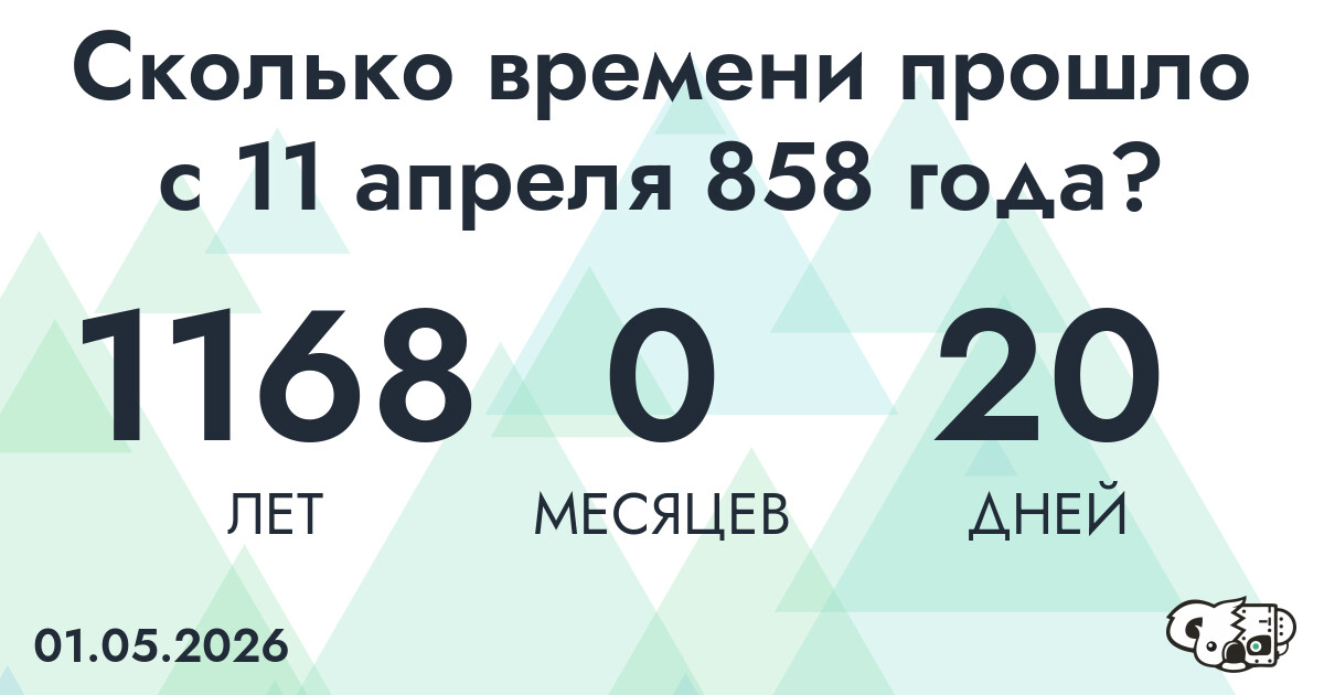 Сколько времени прошло с 11 апреля 858 года