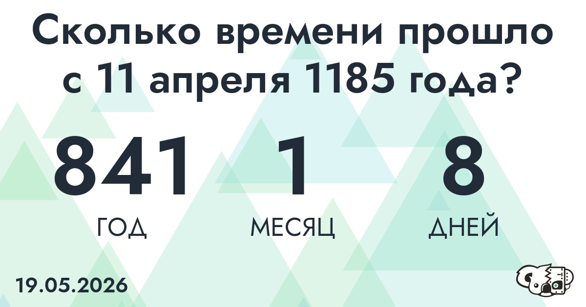 Сколько времени прошло с 11 апреля 1185 года