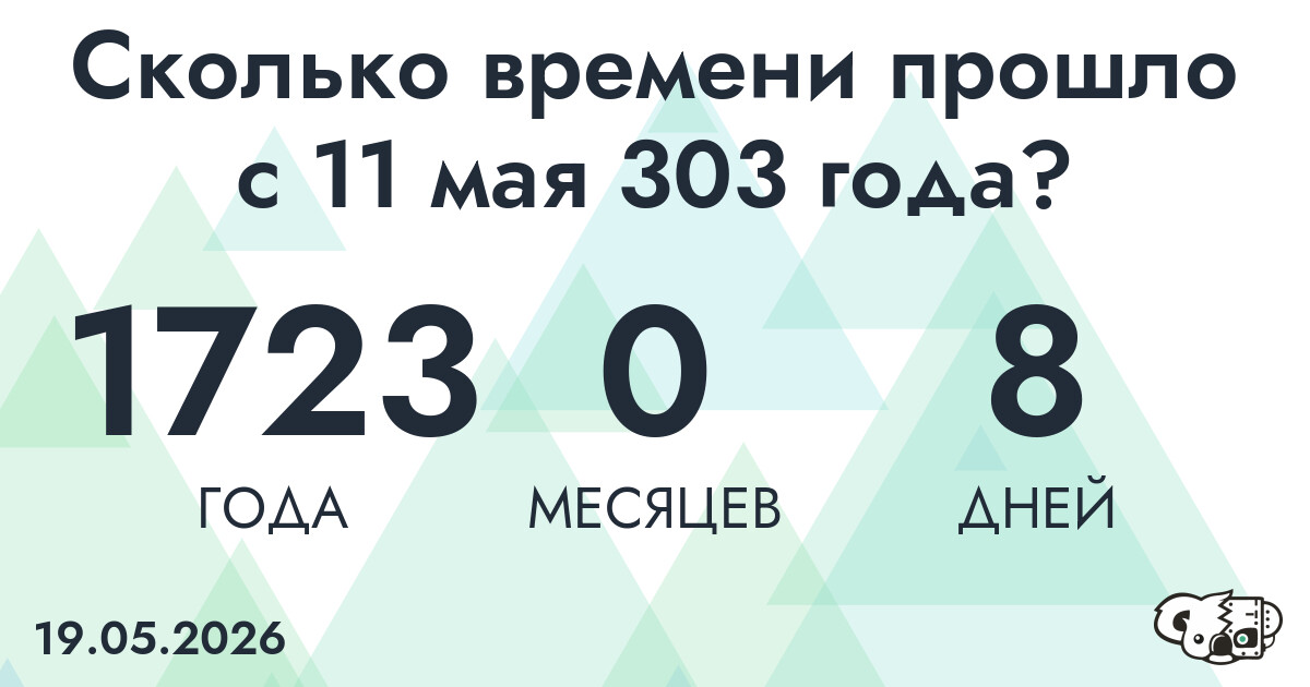 Сколько времени прошло с 11 мая 303 года
