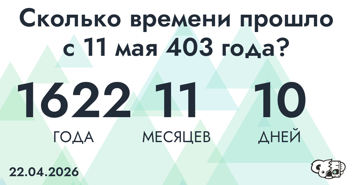 Сколько времени прошло с 11 мая 403 года