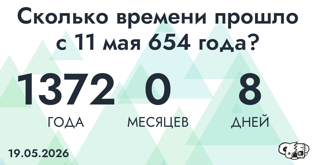 Сколько времени прошло с 11 мая 654 года