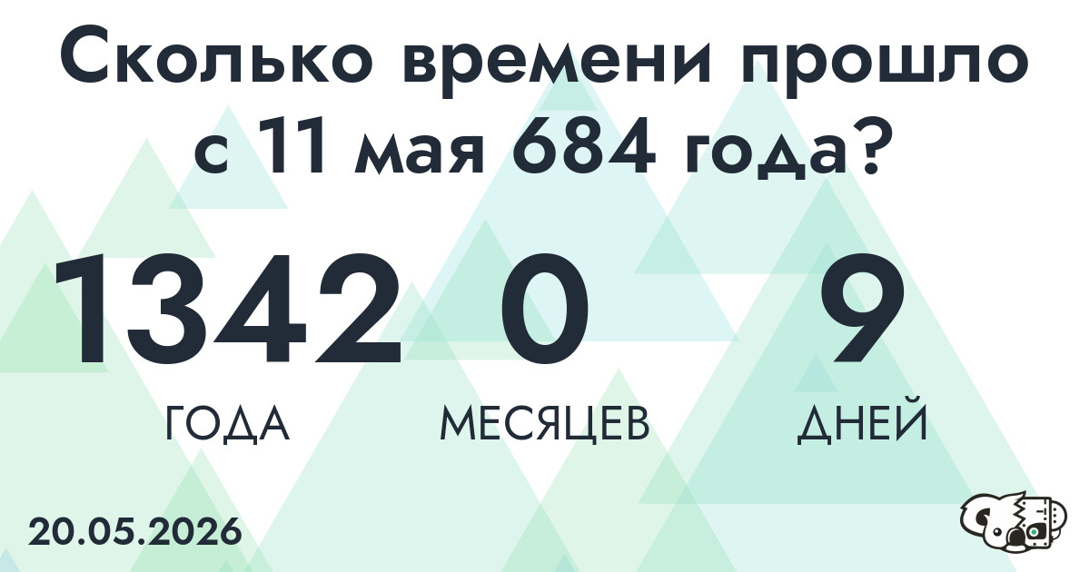 Сколько времени прошло с 11 мая 684 года