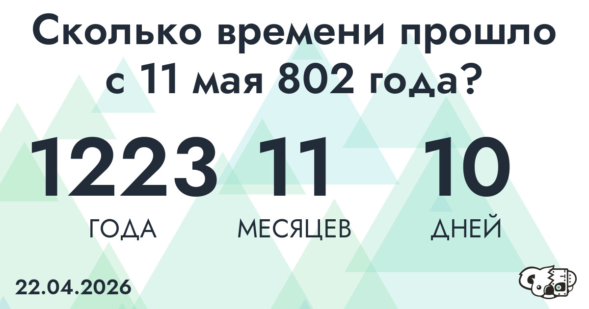 Сколько времени прошло с 11 мая 802 года