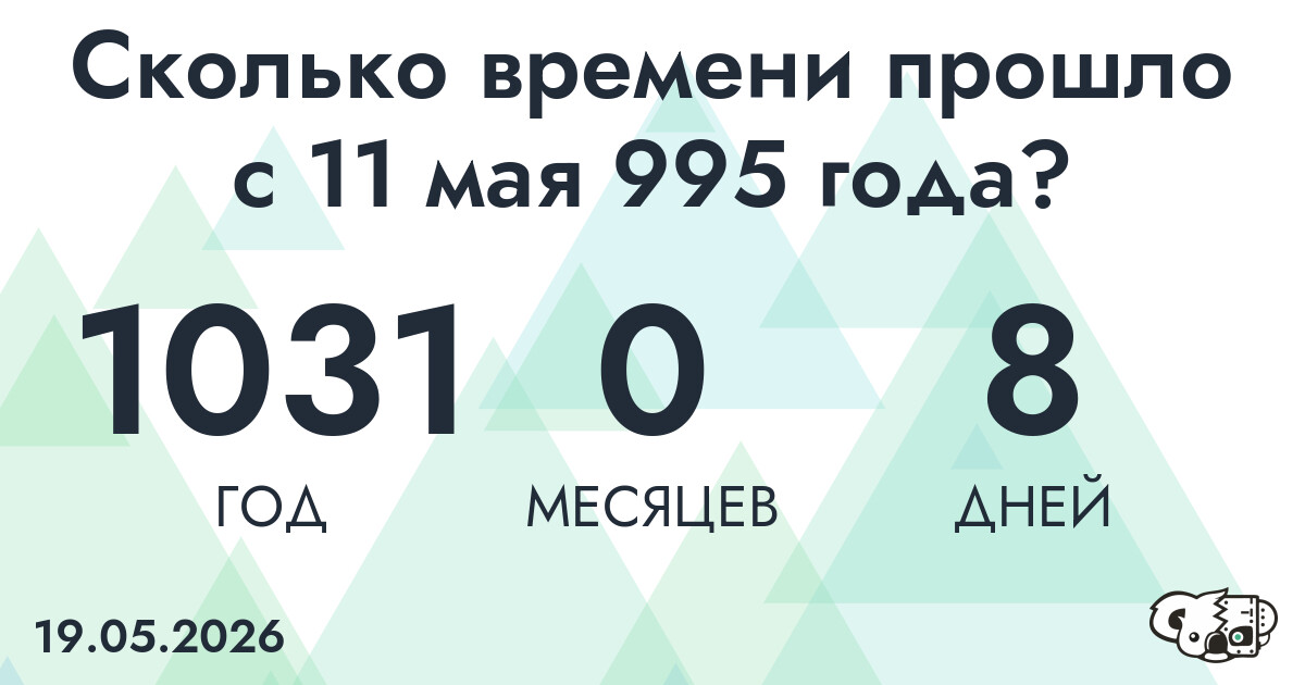 Сколько времени прошло с 11 мая 995 года